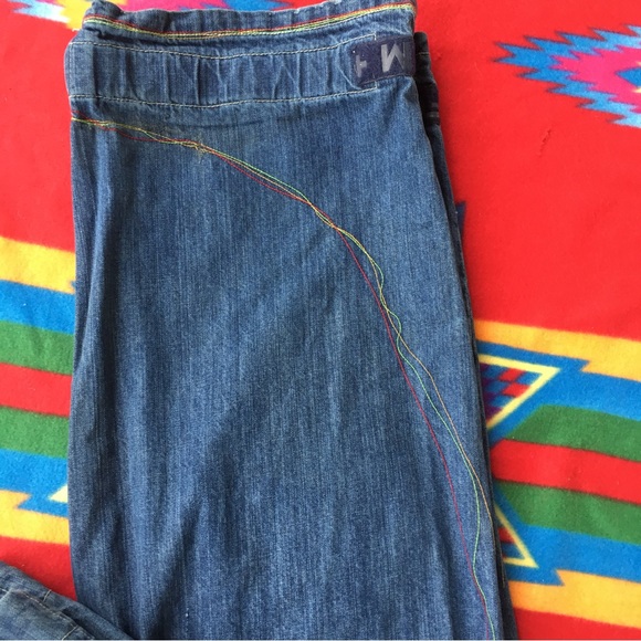 Marithe Francois Girbaud SHUTTLETAPE RAINBOW EMBROIDERY Mens Denim Jeans  40/34 - Picture 5 of 12